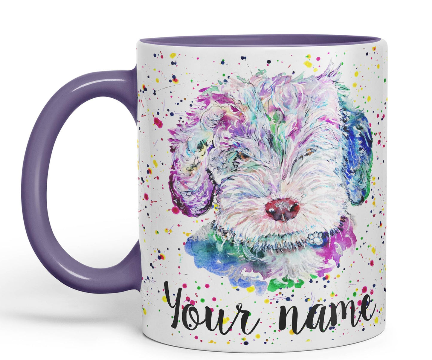 Vixar Personalised with Your Text Cockapoo Cockerpoo Dog Pet Animals Watercolour Art Coloured Ceramic Mug Cup Gift 330ml 11oz Custom Work Office Tea Coffee