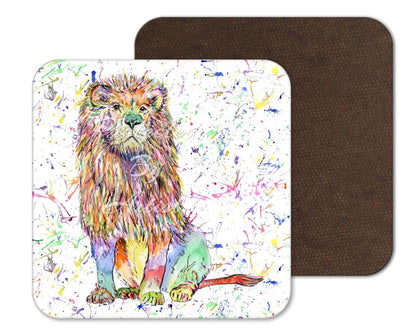 Coaster Lion big Cat Animals Coasters Watercolour Art Gift Work Office Dining Tea coffee