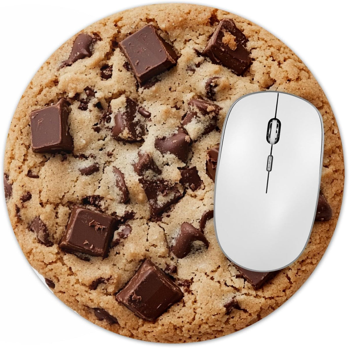 Vixar Chocolate Chip Cookie Round Mouse Mat – Fun Food Fabric Mouse Pad with 5mm Non-Slip Rubber Base, 202mm (Cookie)