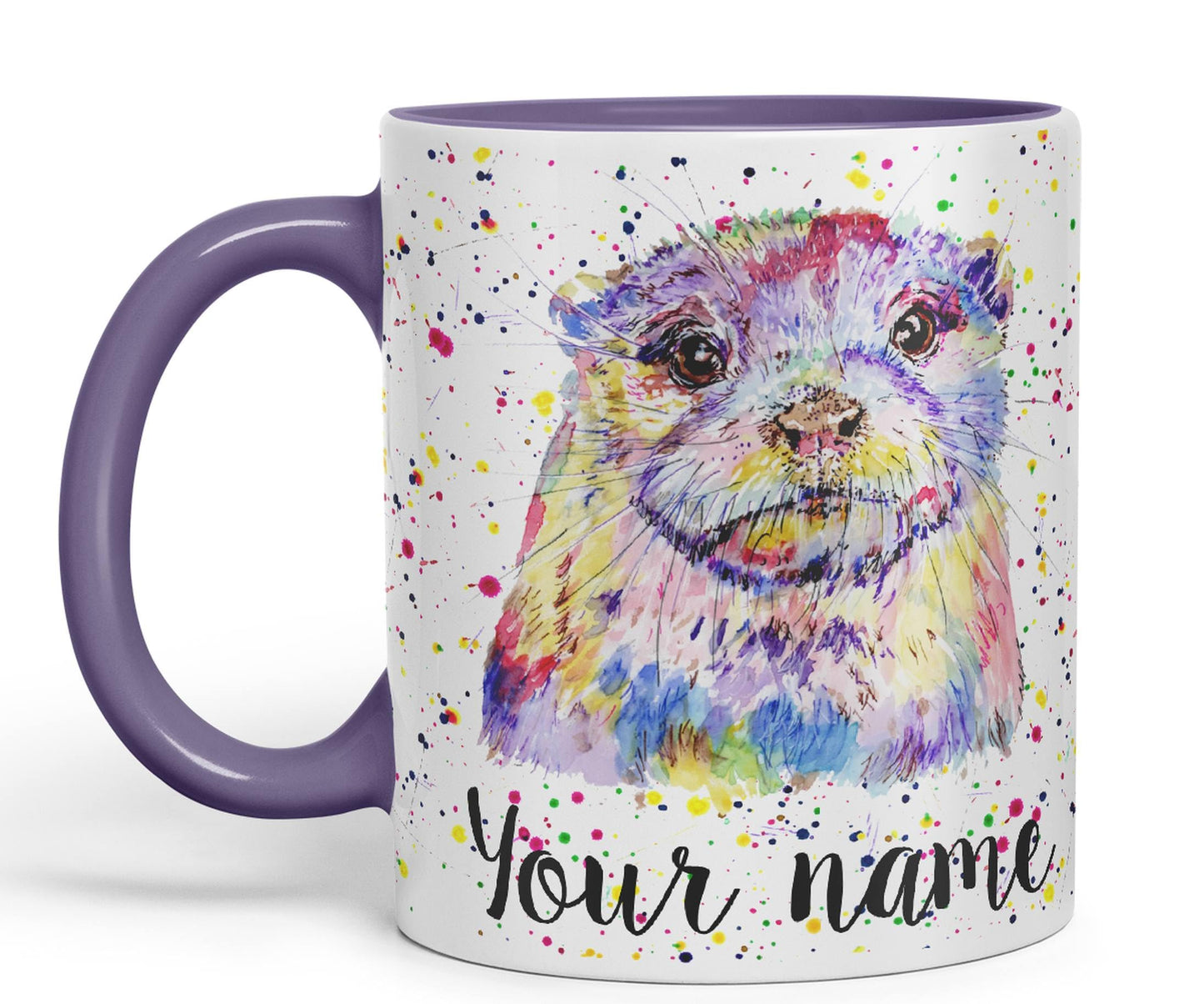 Vixar Personalised with Your Text Otter Animal Watercolour Art Coloured Ceramic Mug Cup Gift 330ml 11oz Custom Work Office Tea Coffee