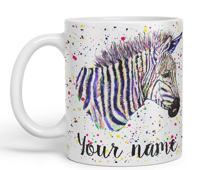 Vixar Personalised with Your Text Zebra Wildlife Animals Art Coloured Ceramic Mug Cup Gift 330ml 11oz Custom Work Office Tea Coffee