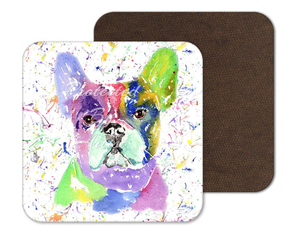 Coaster French Bulldog Frenchie Dog Pet Animals Coasters Watercolour Art Gift Work Office Dining Tea coffee
