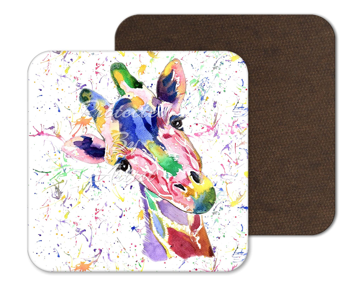 Coaster giraffe Animals Coasters Watercolour Art Gift Work Office Dining Tea coffee