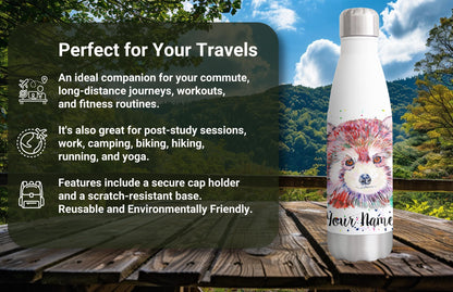 Red Panda Personalised Custom Bottle with Your Text/Name Watercolour Bear Animals Bottle Double Wall Insulated Stainless Steel Sport Drinks 500ml