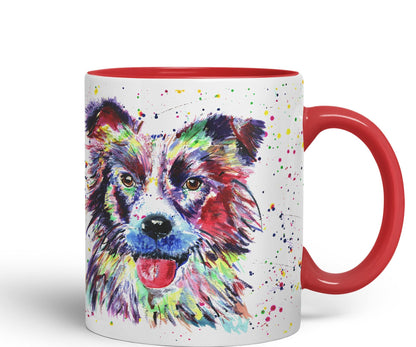 Vixar Border Collie Dog Pet Animals Watercolour Art Coloured 330 ml Mug Cup Gift Birthday Work Office Tea Coffee