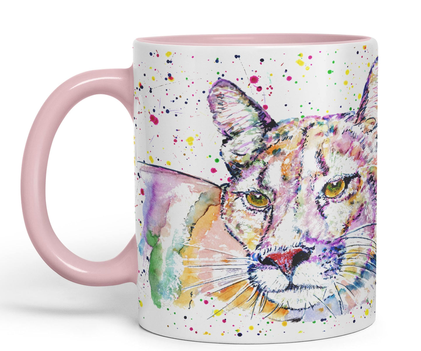 Vixar Cougar Big Cat Animals Watercolour Art Coloured 330 ml Mug Cup Gift Birthday Work Office Tea Coffee