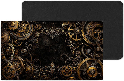 Vixar Gilded Gears Large Desk Mat – Black Gold Steampunk Fabric Mouse Pad with 3mm Non-Slip Rubber Base, 600 x 350mm (T7)