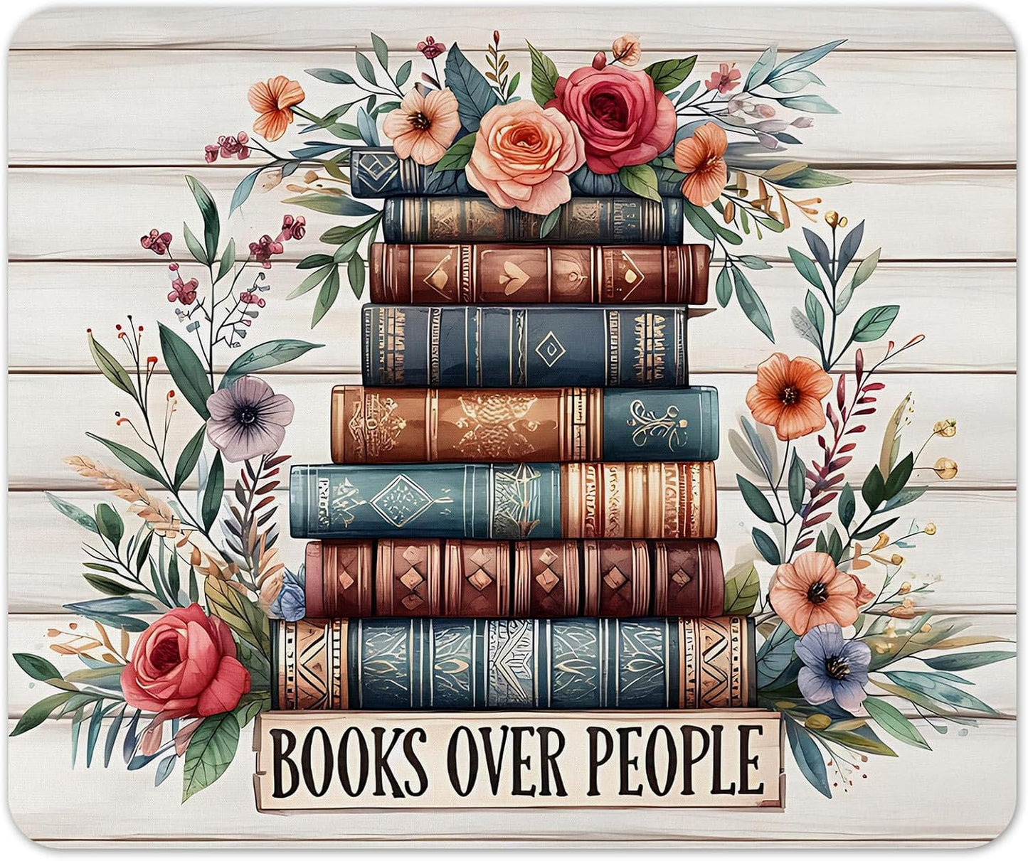 Vixar Books Over People – Floral Stack Fabric Mouse Pad 5mm Rectangle
