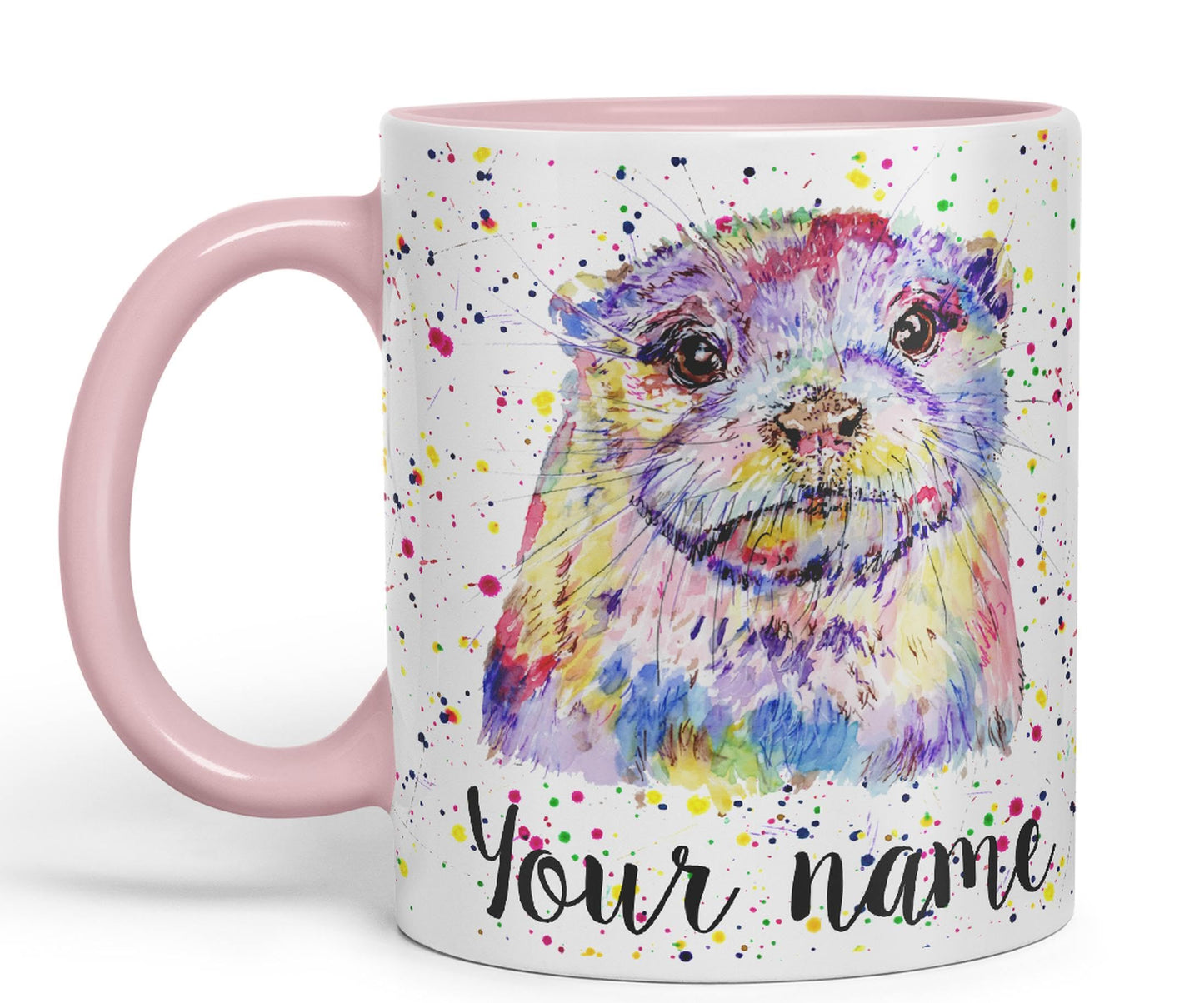 Vixar Personalised with Your Text Otter Animal Watercolour Art Coloured Ceramic Mug Cup Gift 330ml 11oz Custom Work Office Tea Coffee