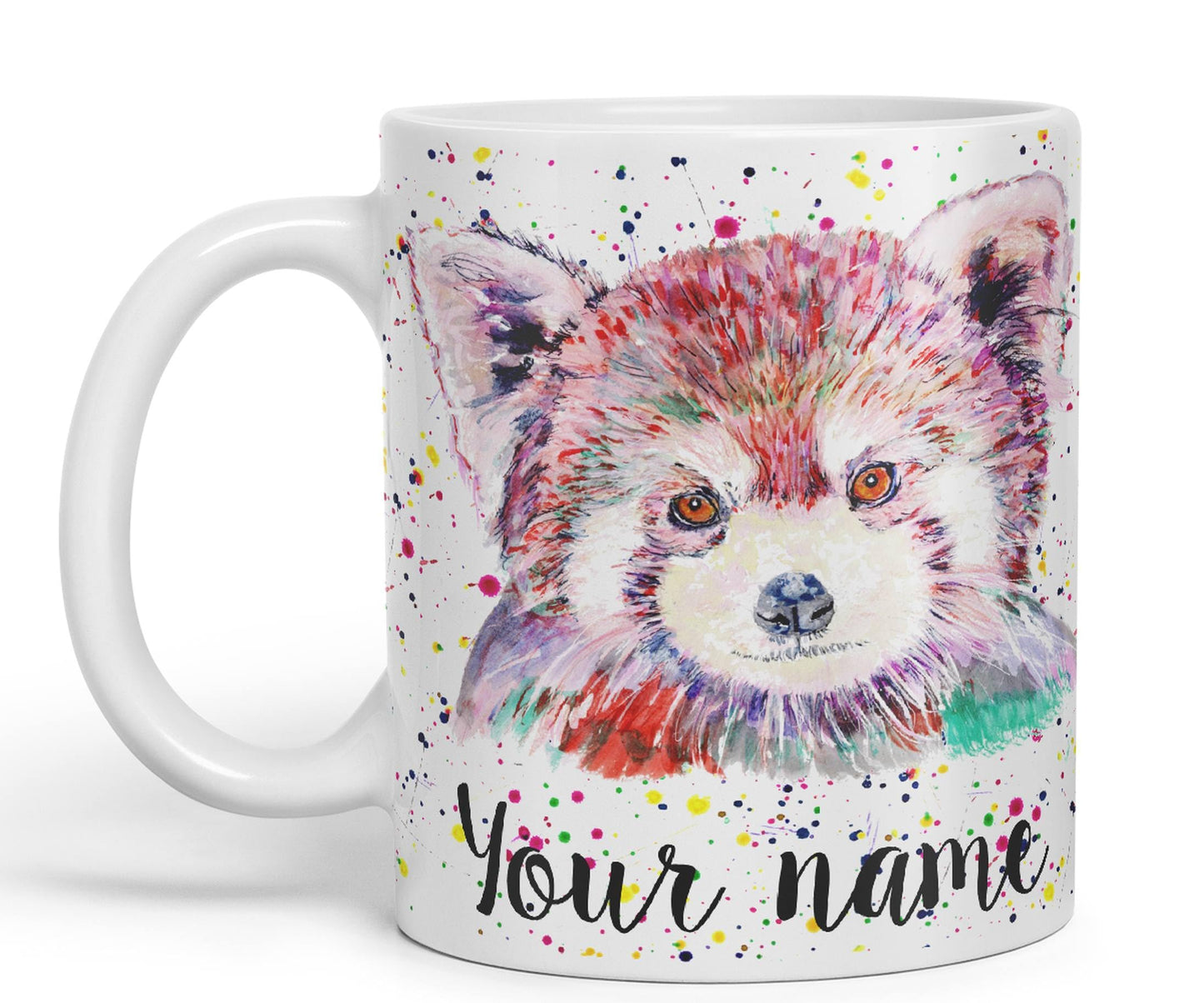 Vixar Personalised with Your Text Red Panda Animals Art Coloured Ceramic Mug Cup Gift 330ml 11oz Custom Work Office Tea Coffee