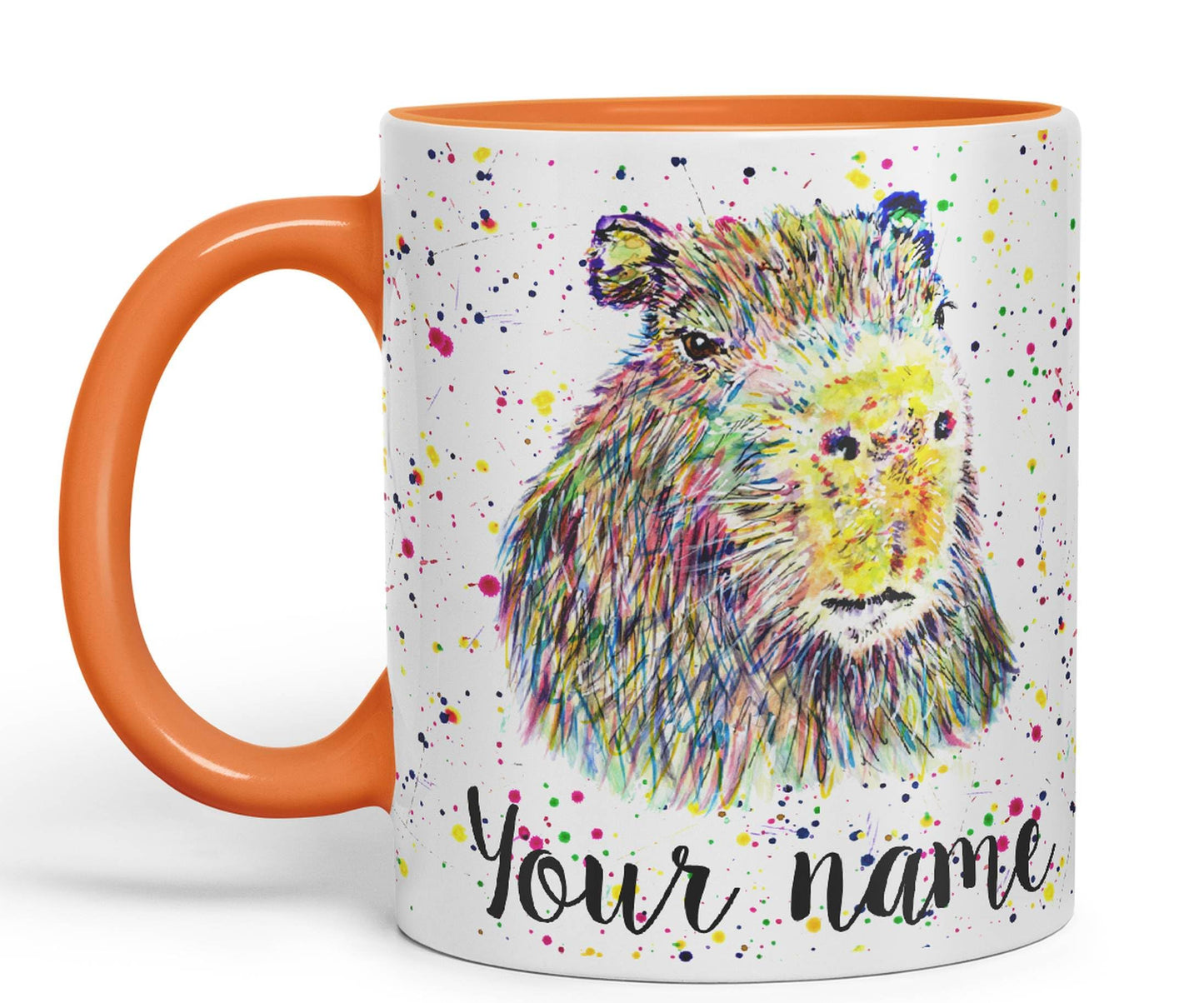 Vixar Personalised with Your Text Capybara Rodent Pet Watercolour Art Coloured Ceramic Mug Cup Gift 330ml 11oz Custom Work Office Tea Coffee