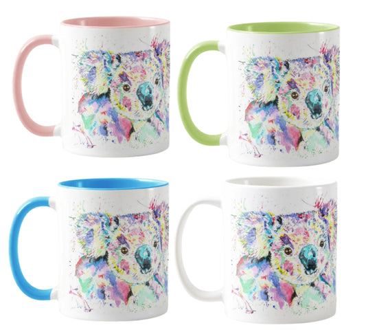 Koala Wildlife Animals Watercolour Rainbow Art Coloured Mug Cup