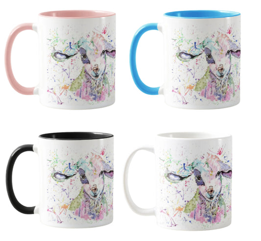 Lamb baby Farm Animals Watercolour Rainbow Art Coloured Mug Cup