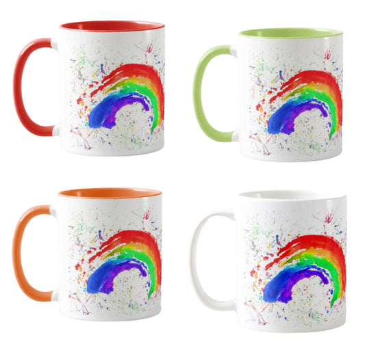 Rainbow Watercolour Rainbow Art Coloured Mug Cup