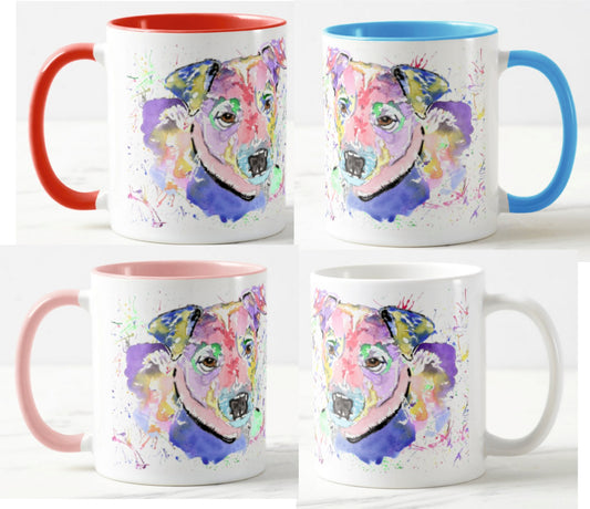 Jack Russell Terrier Dog Pet Animals Watercolour Rainbow Art Coloured Mug Cup