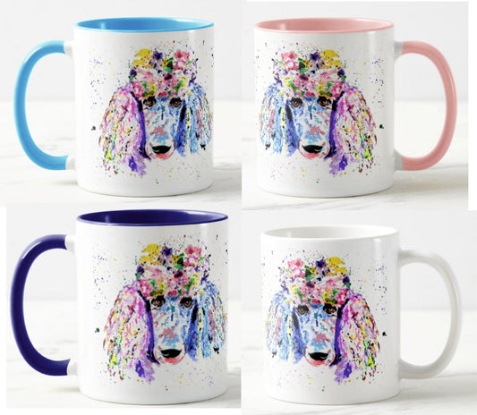 Poodle Bridge Dog Pet Animals Watercolour Rainbow Art Coloured Mug Cup