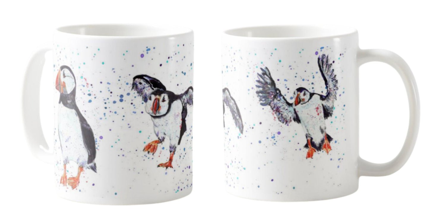 Puffin Bird Animal Watercolour Rainbow Art Coloured Mug Cup