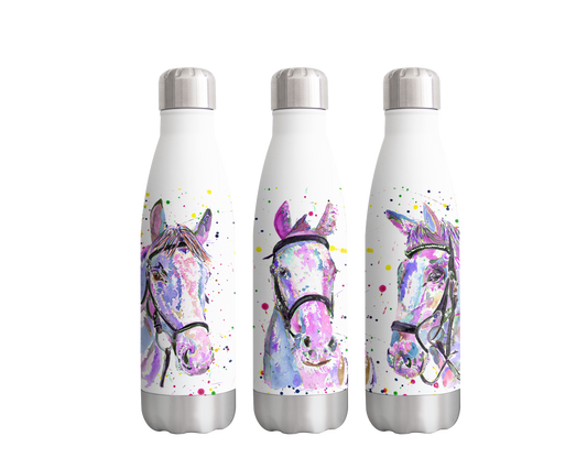 Horses  x3 Horse Farm Animals Watercolour Rainbow Art Bottle  500ml