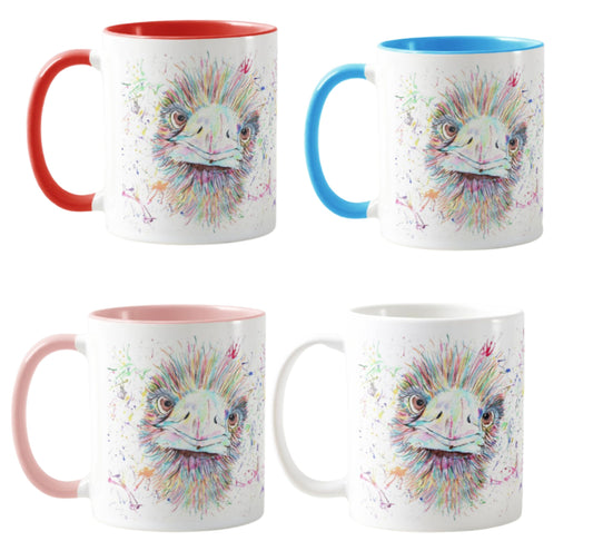 Emu Bird Watercolour Rainbow Art Coloured Mug Cup