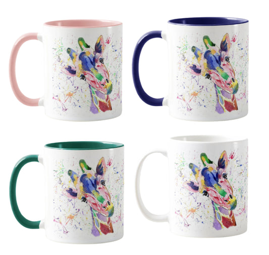 Giraffe Watercolour Rainbow Art Animals Coloured Mug Cup