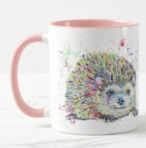 Hedgehog Wildlife Animals Watercolour Rainbow Art Coloured Mug Cup