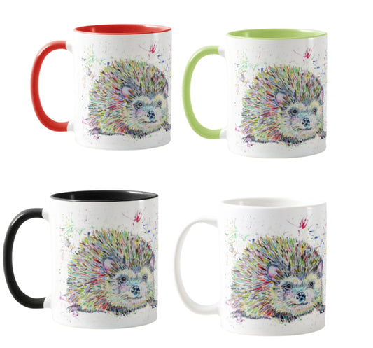 Hedgehog Wildlife Animals Watercolour Rainbow Art Coloured Mug Cup