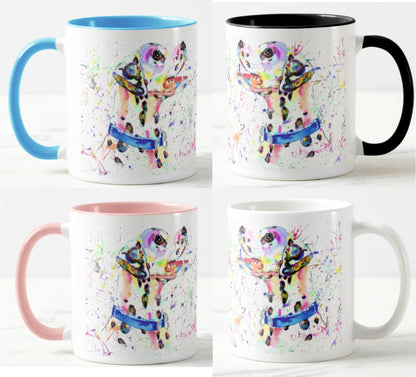 Dalmatian Dalmation Dog Pet Animals Watercolour Rainbow Art Coloured Mug Cup