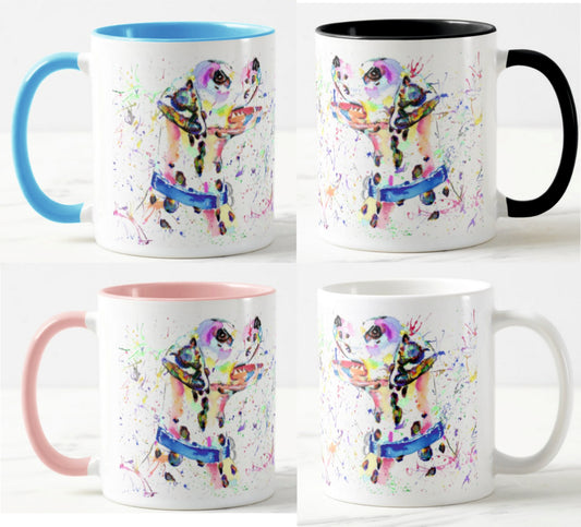 Dalmatian Dalmation Dog Pet Animals Watercolour Rainbow Art Coloured Mug Cup