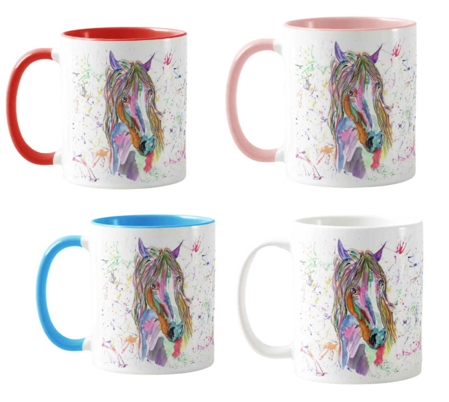 Horse Watercolour Rainbow Art Coloured Mug Cup