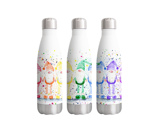 Gnome Gnomes Gonk Rainbow Christmas Watercolour Rainbow Art Bottle  500ml