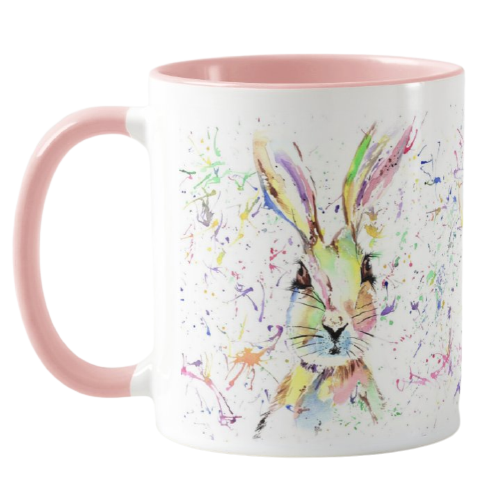 Hare Bunny Rabbit Watercolour Rainbow Art Coloured Mug Cup