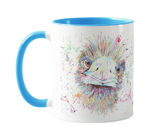 Emu Bird Watercolour Rainbow Art Coloured Mug Cup