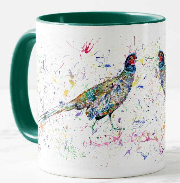 Pheasant Bird wildlife Animal Watercolour Rainbow Art Coloured Mug Cup