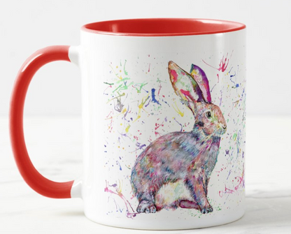 Hare Bunny Rabbit Animals Watercolour Rainbow Art Coloured Mug Cup