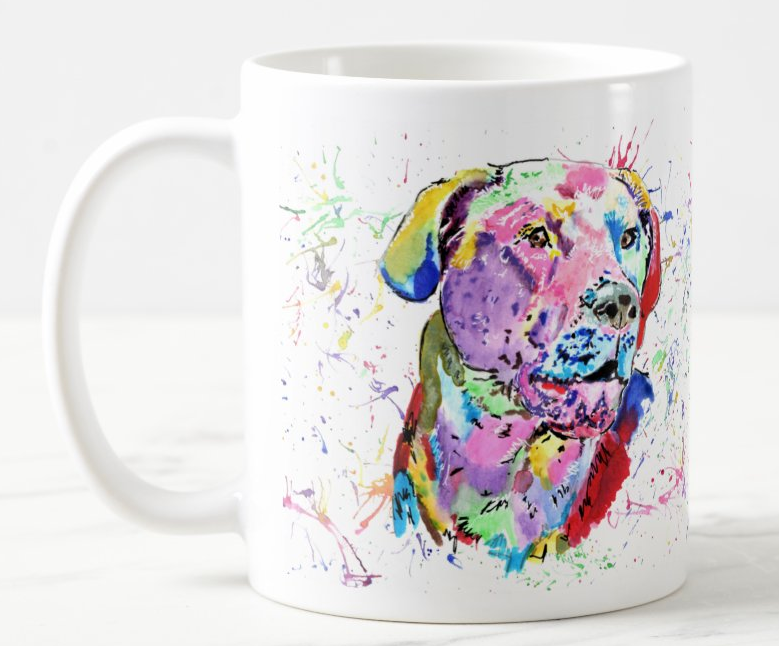 Labrador Dog Gundog Pet Animals Watercolour Rainbow Art Coloured Mug Cup