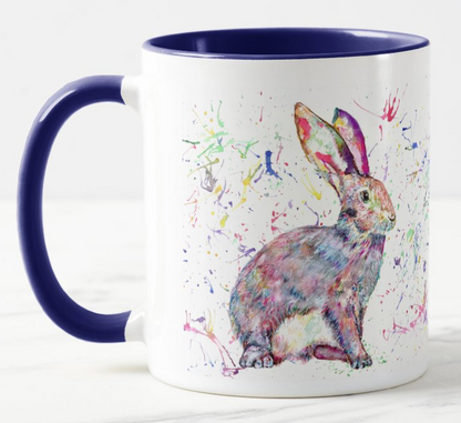 Hare Bunny Rabbit Animals Watercolour Rainbow Art Coloured Mug Cup