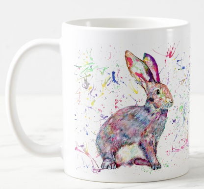 Hare Bunny Rabbit Animals Watercolour Rainbow Art Coloured Mug Cup