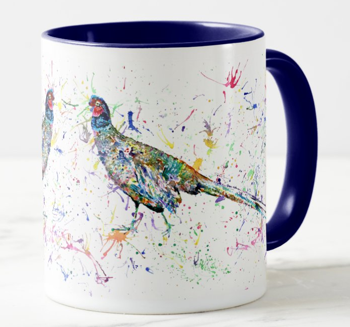 Pheasant Bird wildlife Animal Watercolour Rainbow Art Coloured Mug Cup