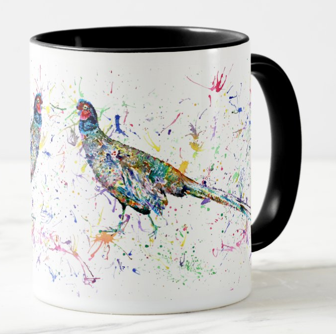 Pheasant Bird wildlife Animal Watercolour Rainbow Art Coloured Mug Cup