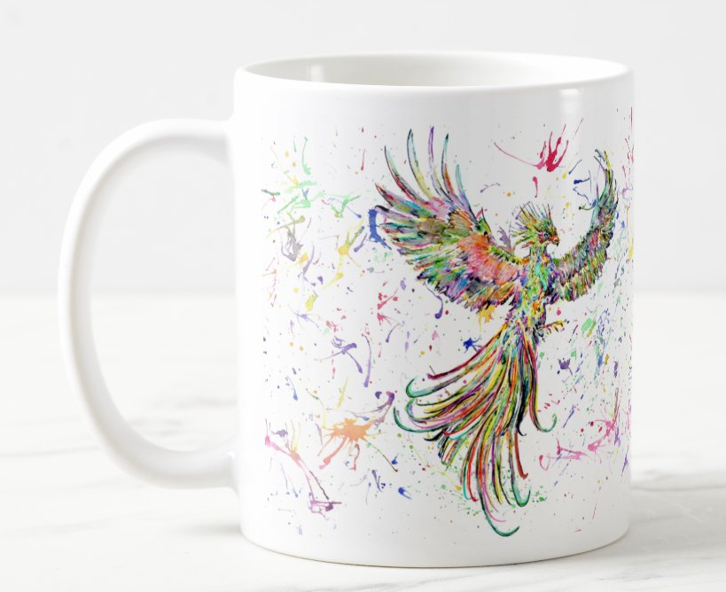 Phoenix Watercolour Rainbow Art Coloured Mug Cup