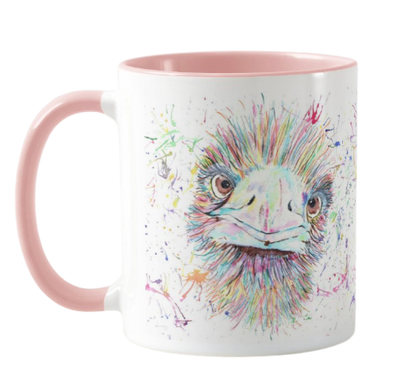 Emu Bird Watercolour Rainbow Art Coloured Mug Cup