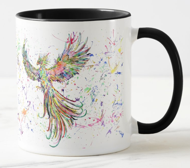 Phoenix Watercolour Rainbow Art Coloured Mug Cup