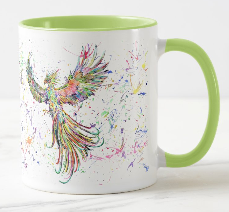 Phoenix Watercolour Rainbow Art Coloured Mug Cup