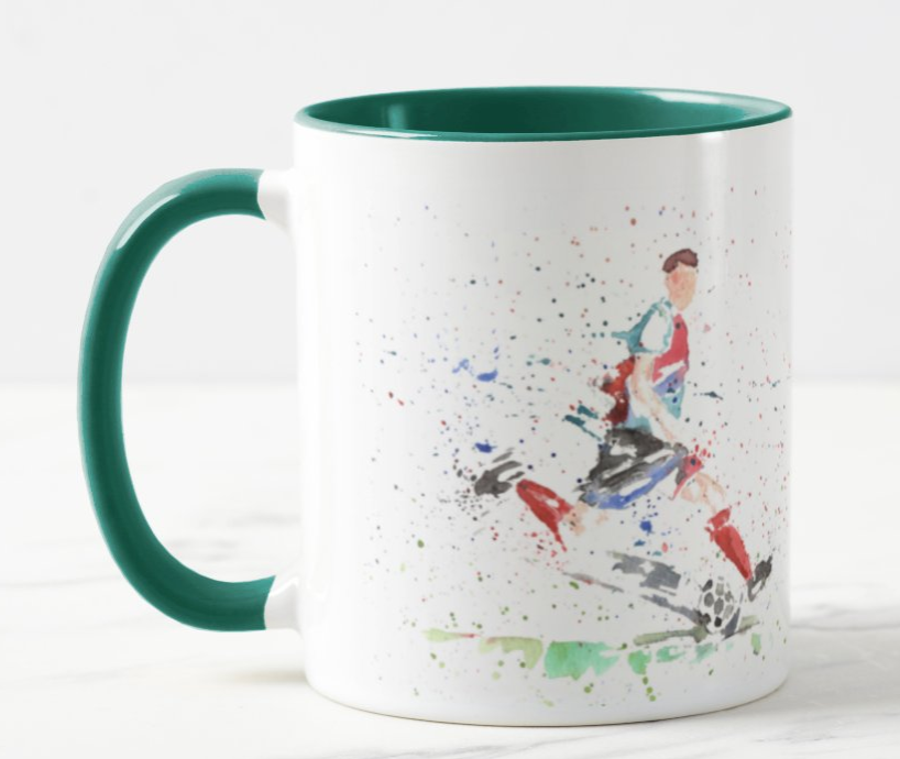 Football Footie Soccer Sport Dad Grandad Watercolour Rainbow Art Coloured Mug Cup