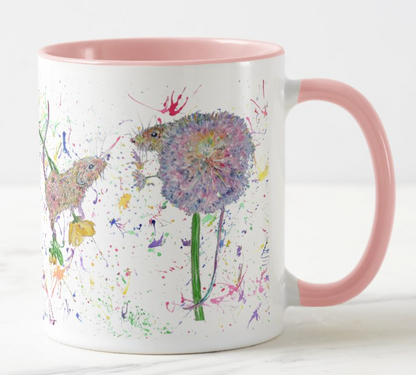 Mouse Mice Flowers Harvest Wildlife Animals Watercolour Rainbow Art Coloured Mug Cup