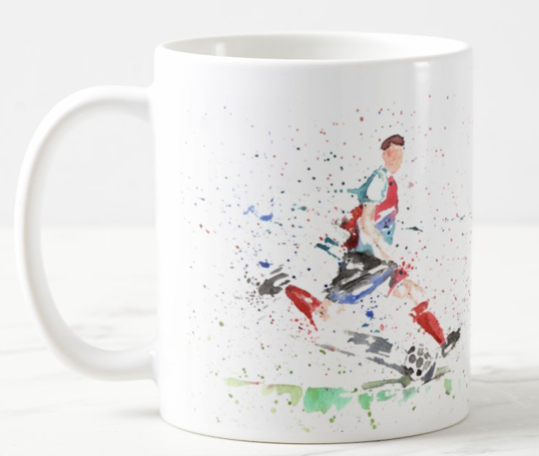 Football Footie Soccer Sport Dad Grandad Watercolour Rainbow Art Coloured Mug Cup