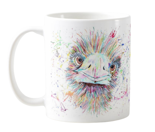 Emu Bird Watercolour Rainbow Art Coloured Mug Cup