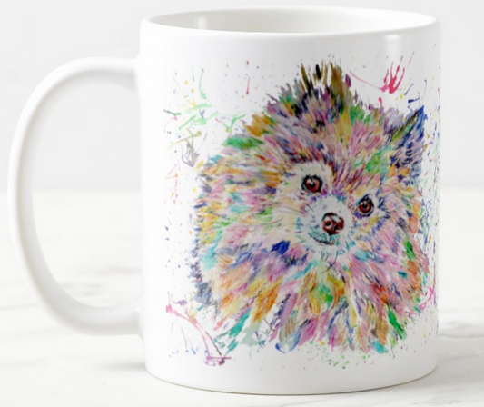 Pug Chinese Dog Pet Animals Watercolour Rainbow Art Coloured Mug Cup