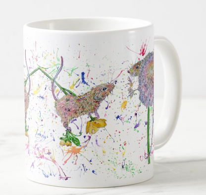 Mouse Mice Flowers Harvest Wildlife Animals Watercolour Rainbow Art Coloured Mug Cup
