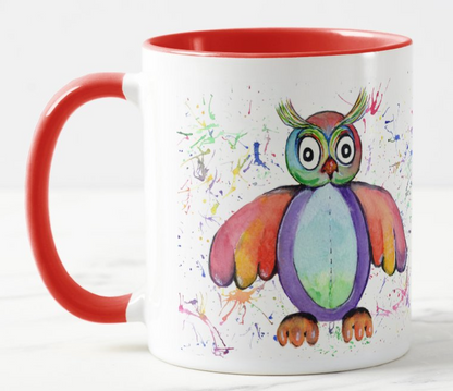 Owl Toys Watercolour Rainbow Art Coloured Mug Cup